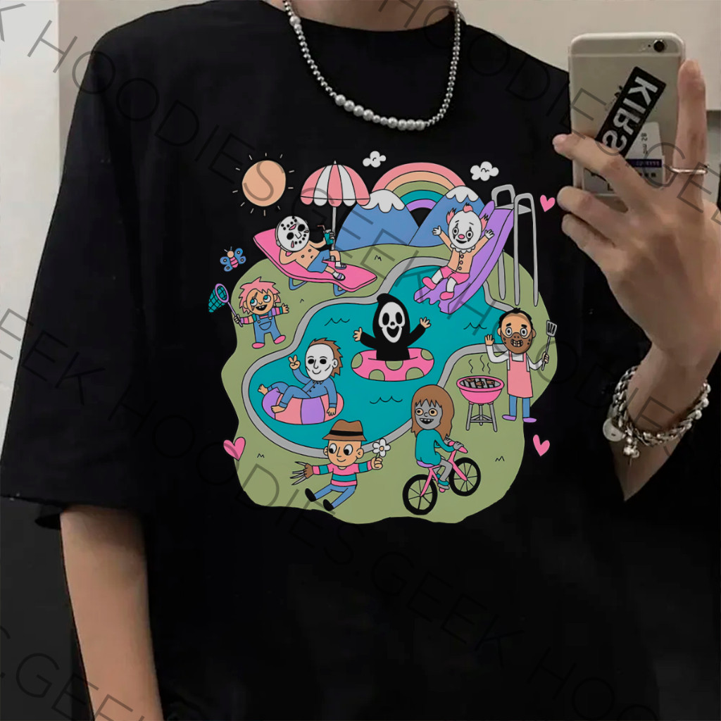 Camiseta Basica Algodao Hallowen Cute Ghost Scream Panico Cartton Unissex