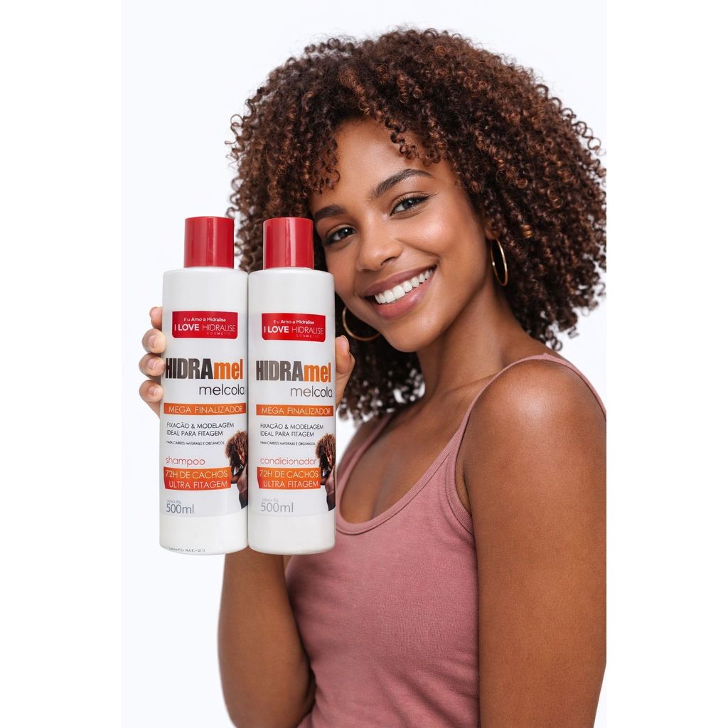 Kit Hidramel Melcola Shampoo + Condicionador 500ml Cachos Perfeitos 72h Sem Frizz Ultra Definição em Oferta na Shopee