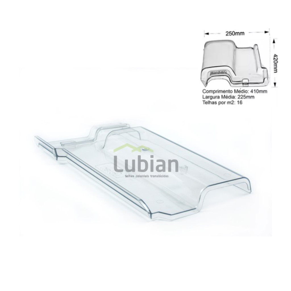 Telha Romana Policarbonato Transparente Injetada Obra Casa Telhados Lubian