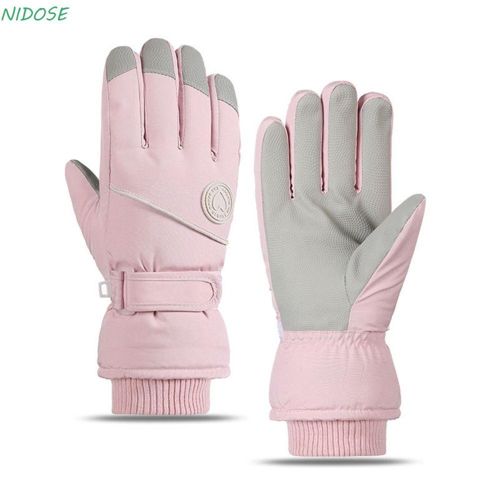 Luvas De Pelúcia Femininas NIDOSE , Esqui Impermeáveis Para Snowboard Com Tela Sensível Ao Toque Neve Quentes De Inverno