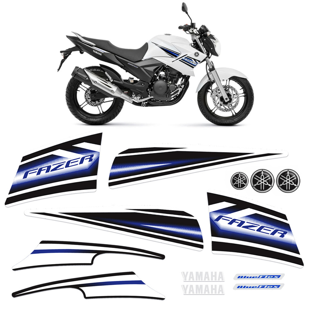 Adesivos Para Yamaha Fazer 250 Flex 2014 Moto Branca + Logos