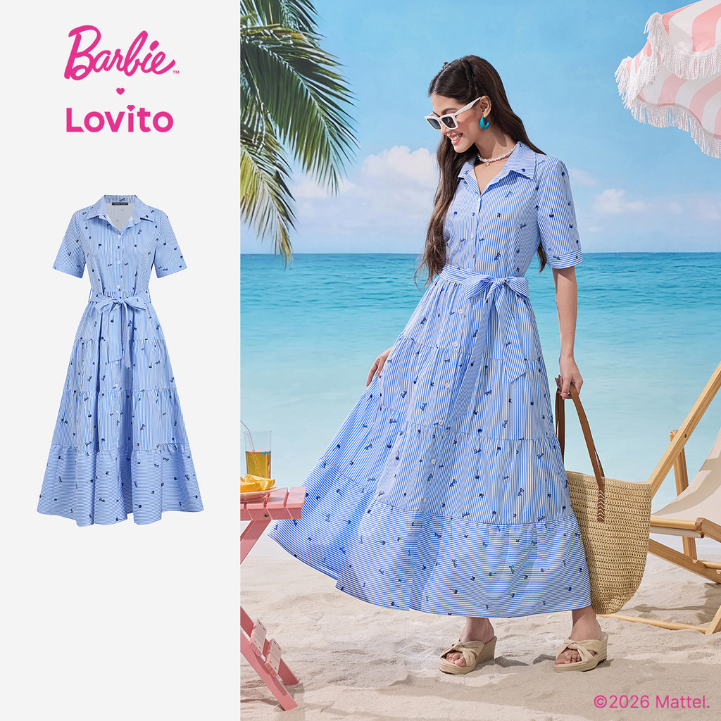 Barbie™ X Lovito Vestido Boho com Botões Primavera/verão para Mulheres LB1AD045 em Oferta na Shopee