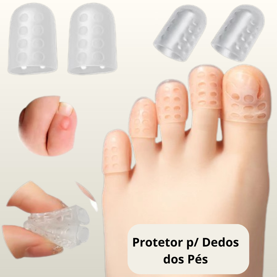 Kit Protetor Dedos Dos Pés Respirável Dedeira Gel Silicone Transparente Proteção