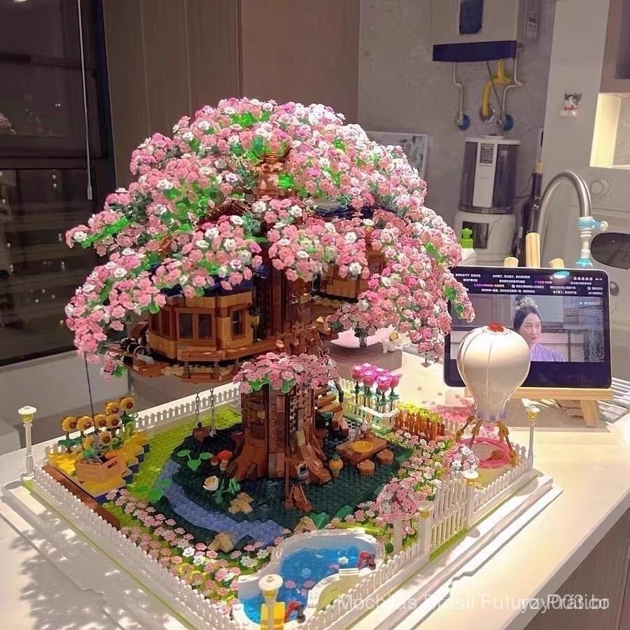 Compatível com Blocos de Construção LEGO Casa na Árvore Sakura para Meninas, Modelo de Alta Dificuldade com 1000 em Oferta na Shopee