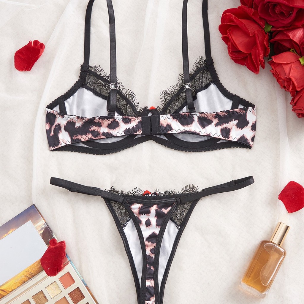 Conjunto de Sutiã e Calcinha Sexy com Renda, Aro, Push Up, Fino e Respirável