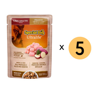 Kit 5 Ração Special Dog Sachê Cães Adultos Frango 100G em Oferta na Shopee