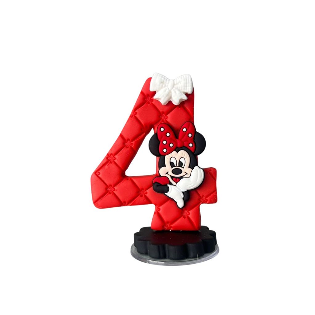 Vela de Aniversário Minnie Vermelha em Biscuit com Aplique | Vela Minnie Mouse | Pronta Entrega
