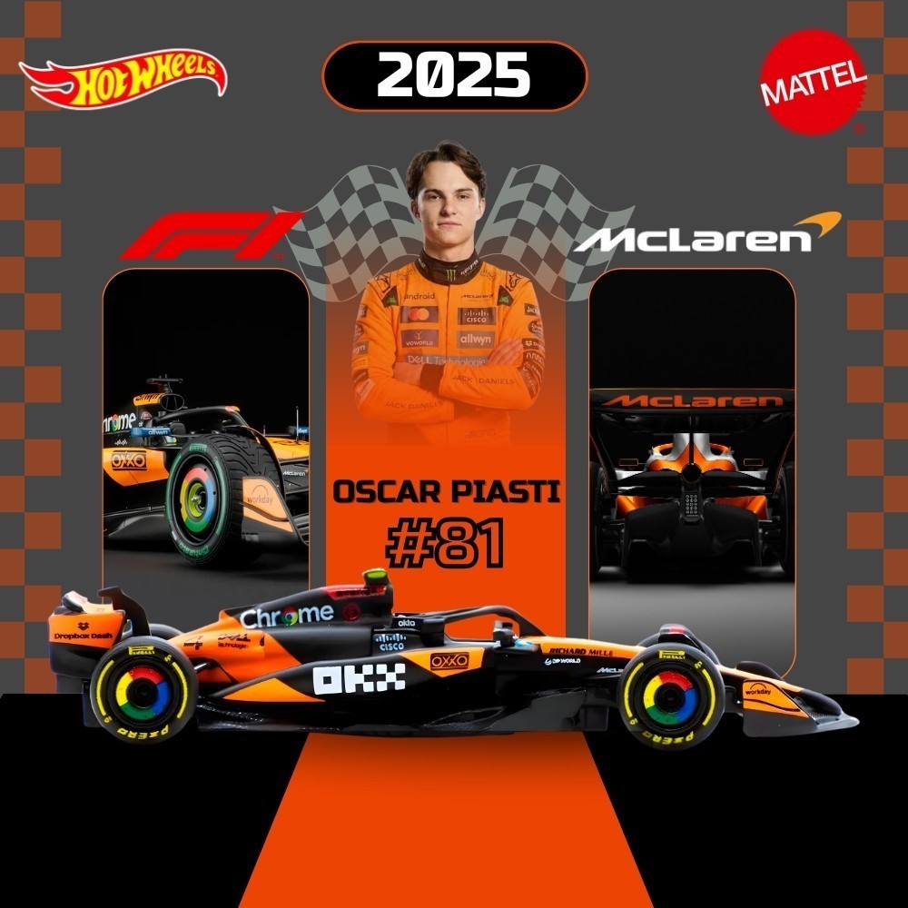 Miniatura F1 Hot Wheels Premium 2025 - Oscar Piastri