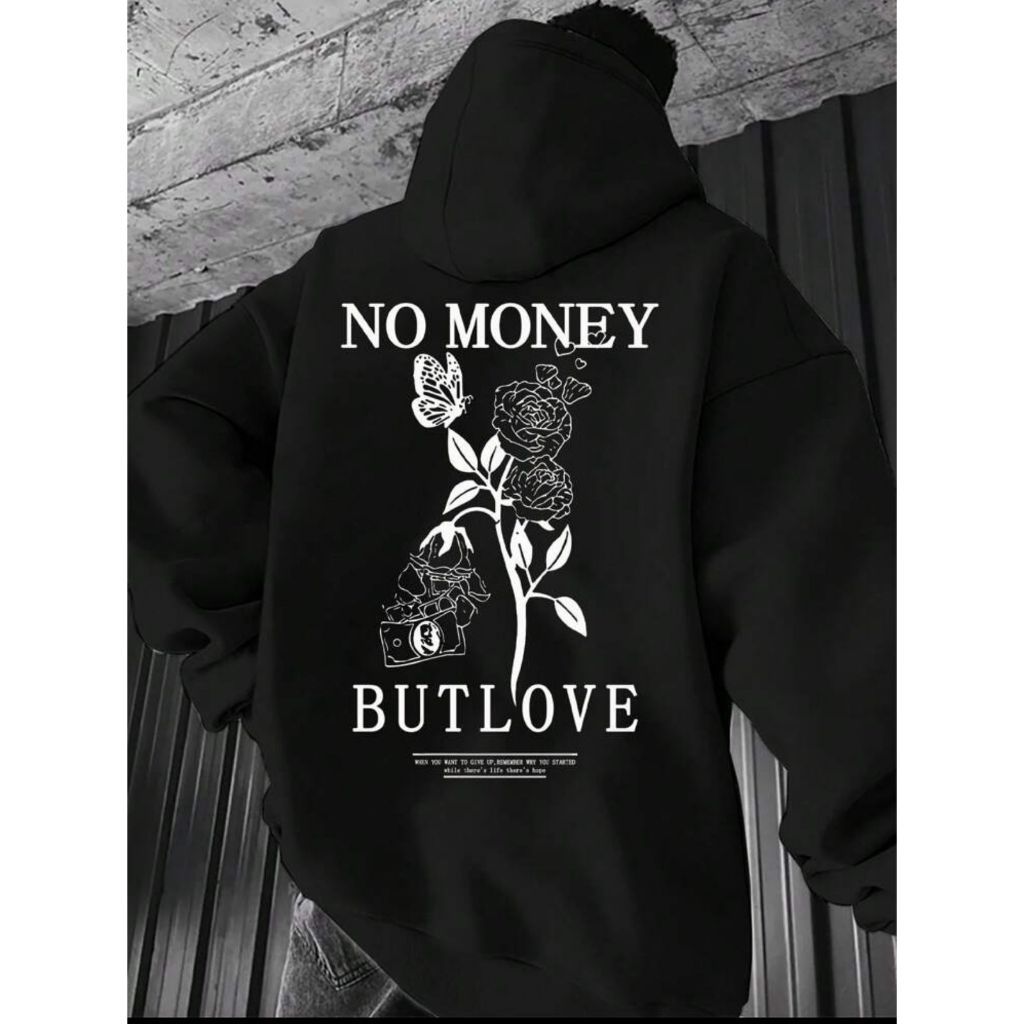 Moletom Moda Canguru No Money But Love Capuz e Bolso Flanelado Unissex Masculino Feminino Blusa De Frio