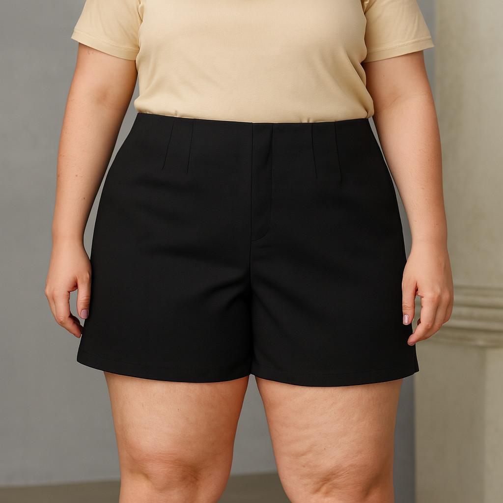Kit 2 Shorts Feminino Alfaiataria Plus Size Extra Com Elastano Zíper Na Lateral Casual Cintura Alta em Oferta na Shopee