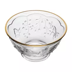 Bowl New Butterfly 12 cm com Fio Ouro Cristal Ecológico Lyor para Sobremesas Frutas Saladas Petiscos Mesa Posta Tigela