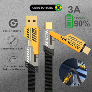 4 Em 1 Estilo Mecânico 65W Carregamento Rápido Dados USB A + C Cabo Para Tipo iOS Fio Cabos Lilicase em Oferta na Shopee