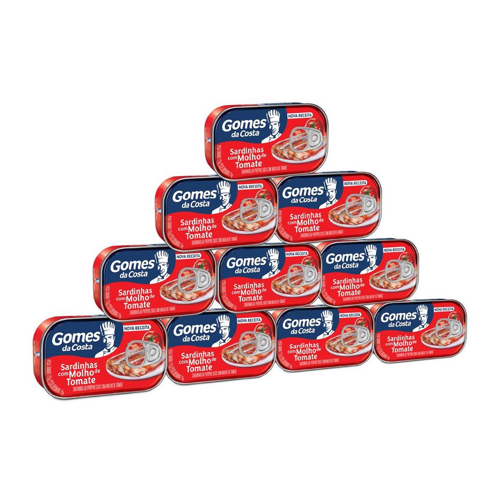 Kit 10 UN - Sardinha com Molho de Tomate - 125g - Gomes da Costa em Oferta na Shopee