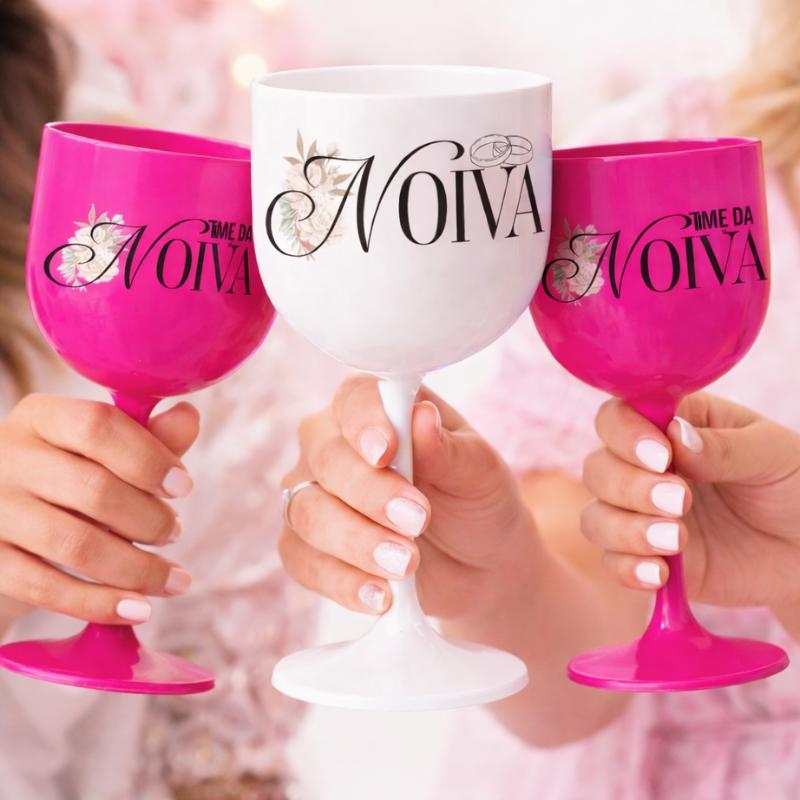 Taças Despedida de Solteira Kit Chá Lingerie Gin Noiva Time da Noiva Bride Team Bride Festa Casamento Noivado