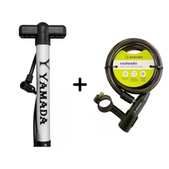 Cadeado Bike Moto 1mt X 12mm + Bomba De Ar Bicicleta Yamada 30cm