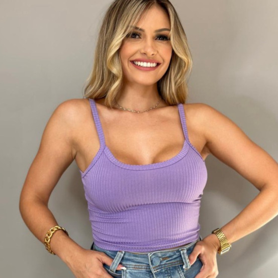 Top Cropped Alcinha Malha Canelada Blusinha Feminina Cropeed Alça Varias Cores