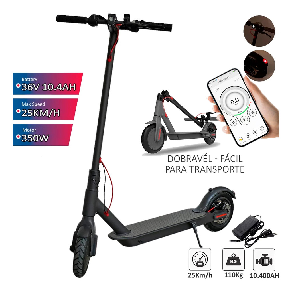 Patinete Elétrico Adulto,potência 500w Até 140kg Dobrável E Patinete Eletrico Dobrável Controle Via Aplicativo Bluetooth