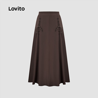 Lovito Saias Casuais Cruzadas Cruzadas Marrom Saias para Mulheres LK2AD466 em Oferta na Shopee