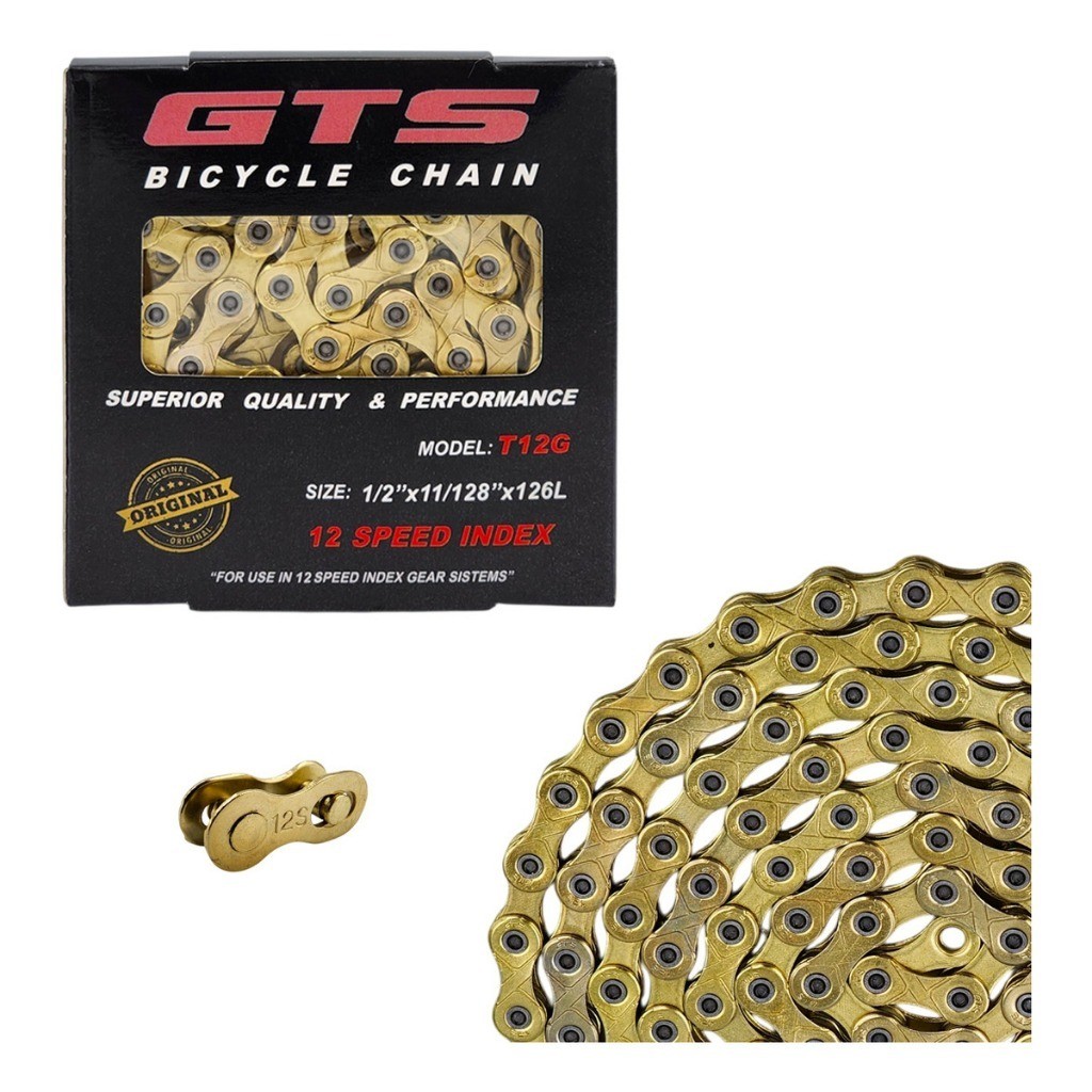 Corrente GTS 12 Velocidades Index Dourada para Bicicleta MTB e Speed em Oferta na Shopee