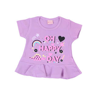 Blusa Infantil Color Mini Estampa Happy Manga Curta em Oferta na Shopee
