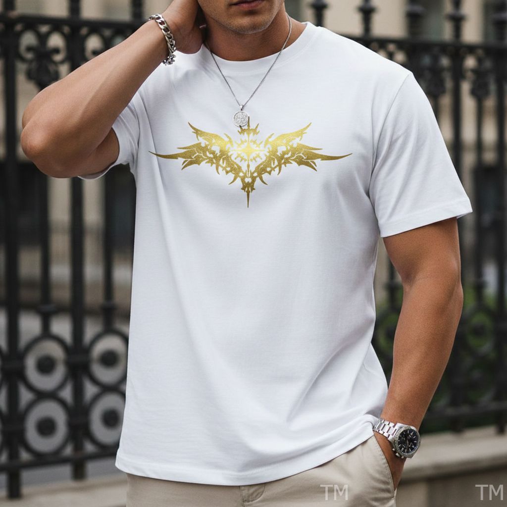 Camiseta Unissex Estilosa Masculina Estampada Asas Dourado Street Camisa Respirável Academia
