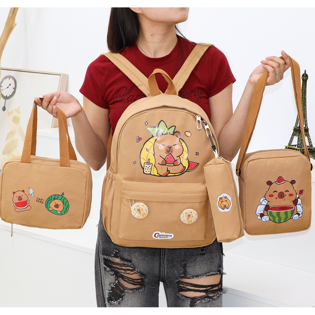 Mochila Capivara Unissex | Nylon Impermeável,Grande Capacidade Com Vários Compartimentos | Ideal Para Escola E Viagem