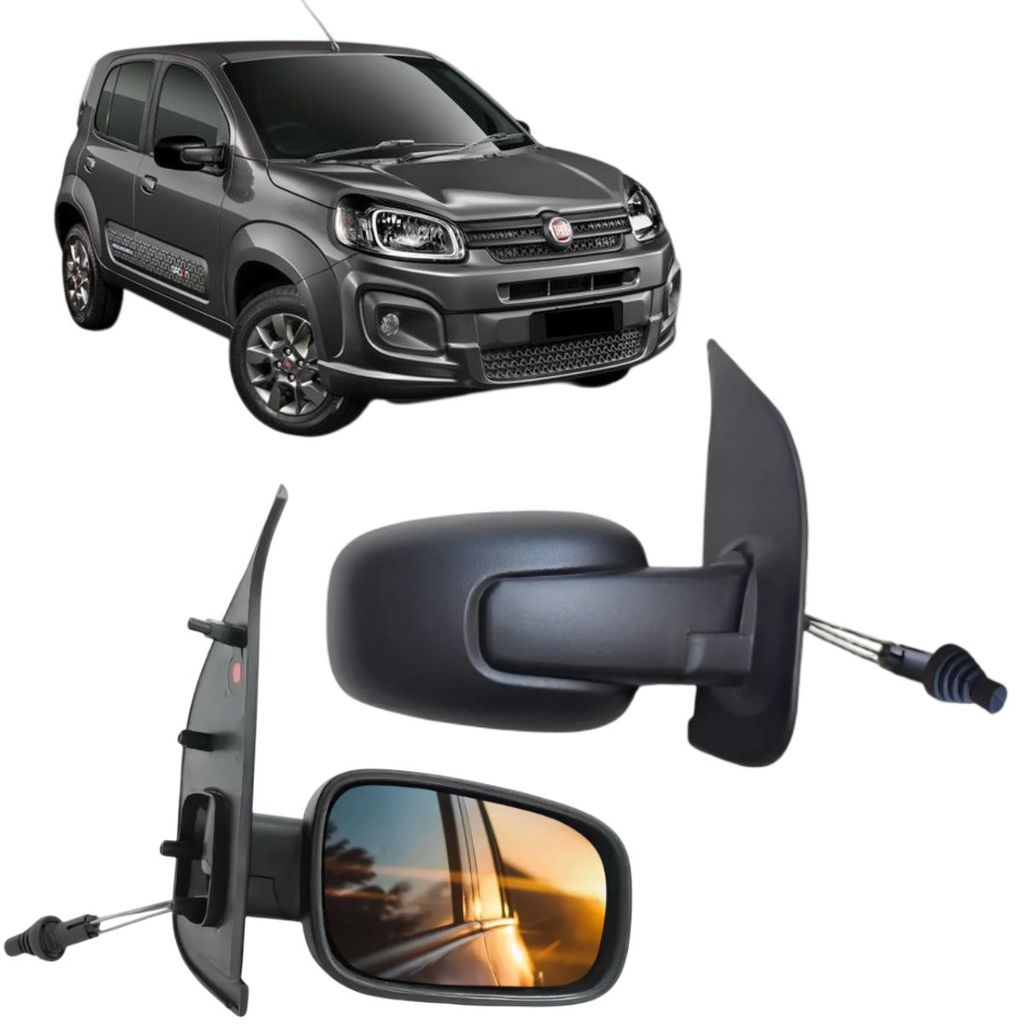 Espelho Retrovisor Uno Way Sporting Vivace Attractive Drive 2011 2012 2013 2014 2015 2016 2017 com controle 4 portas