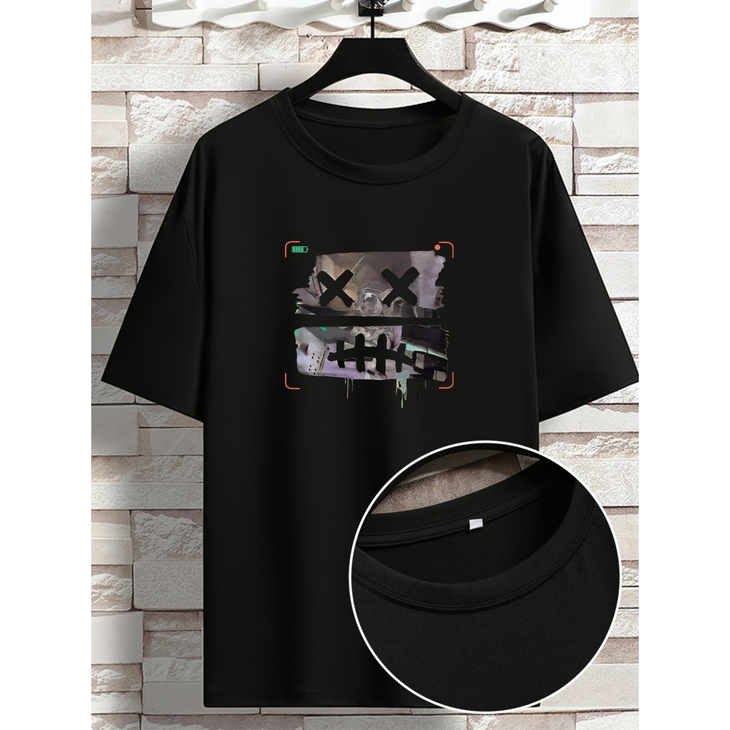 Camiseta 100% Algodão Confortáveis Camiseta Masculina Plus Size Print Oversized Breathable Casual Spring Summer Confortá