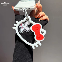 Cordão para Celular HelloKitty Kuromi Coração em Silicone Macio Antichoque AntiQueda Lavável