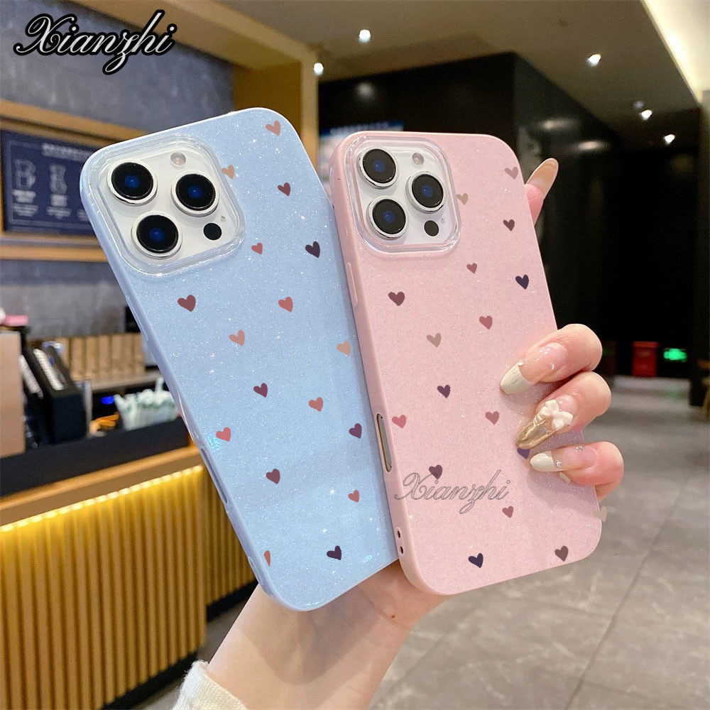 Capa Para Samsung S26 Ultra S25 S24 Plus S23 FE S22 S21 S20 A17 A07 A06 A15 A16 A56 A36 Glitter Colorido Coração De Tele