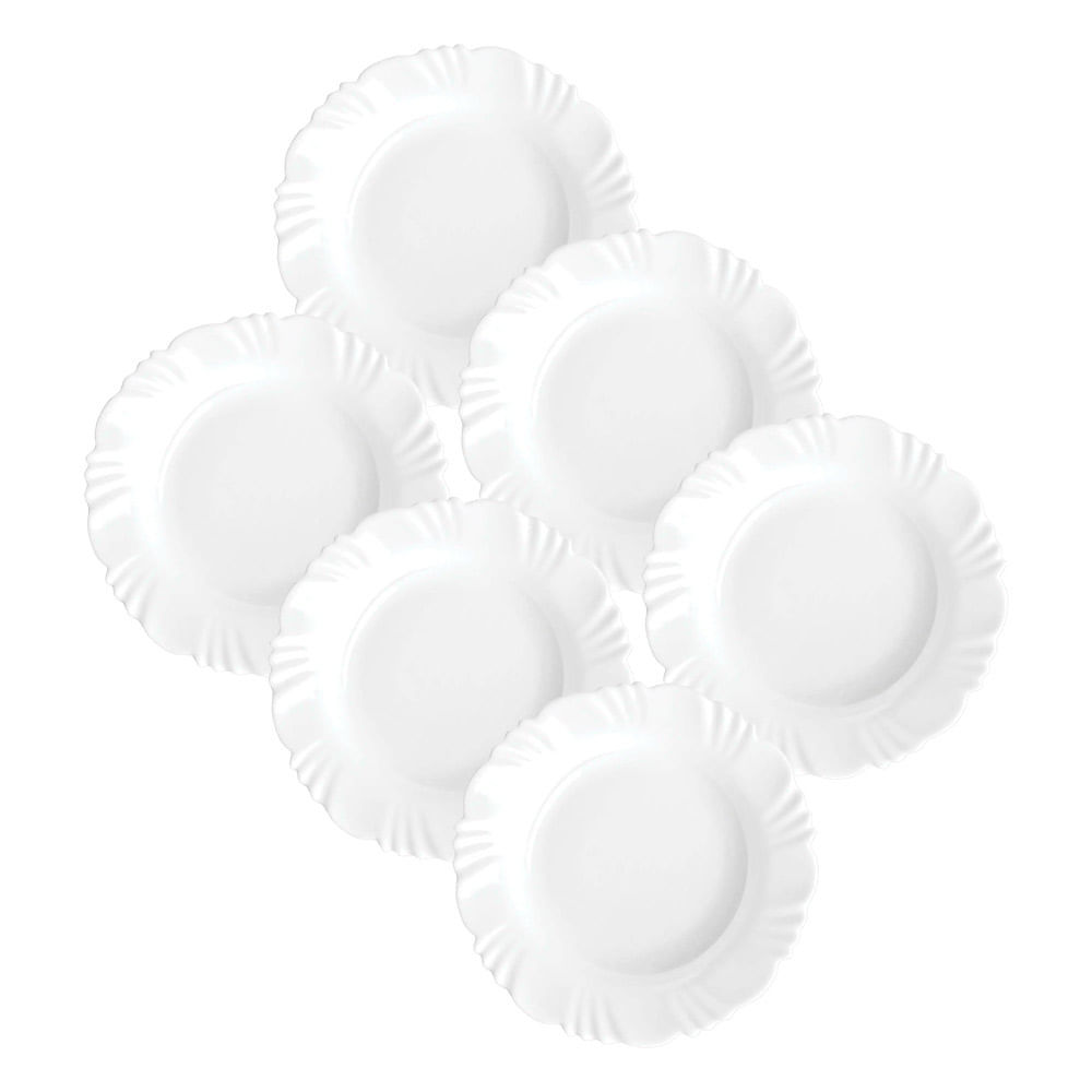 Kit 6 Pratos Fundos Nadir Duralex Pétala Branco 23cm