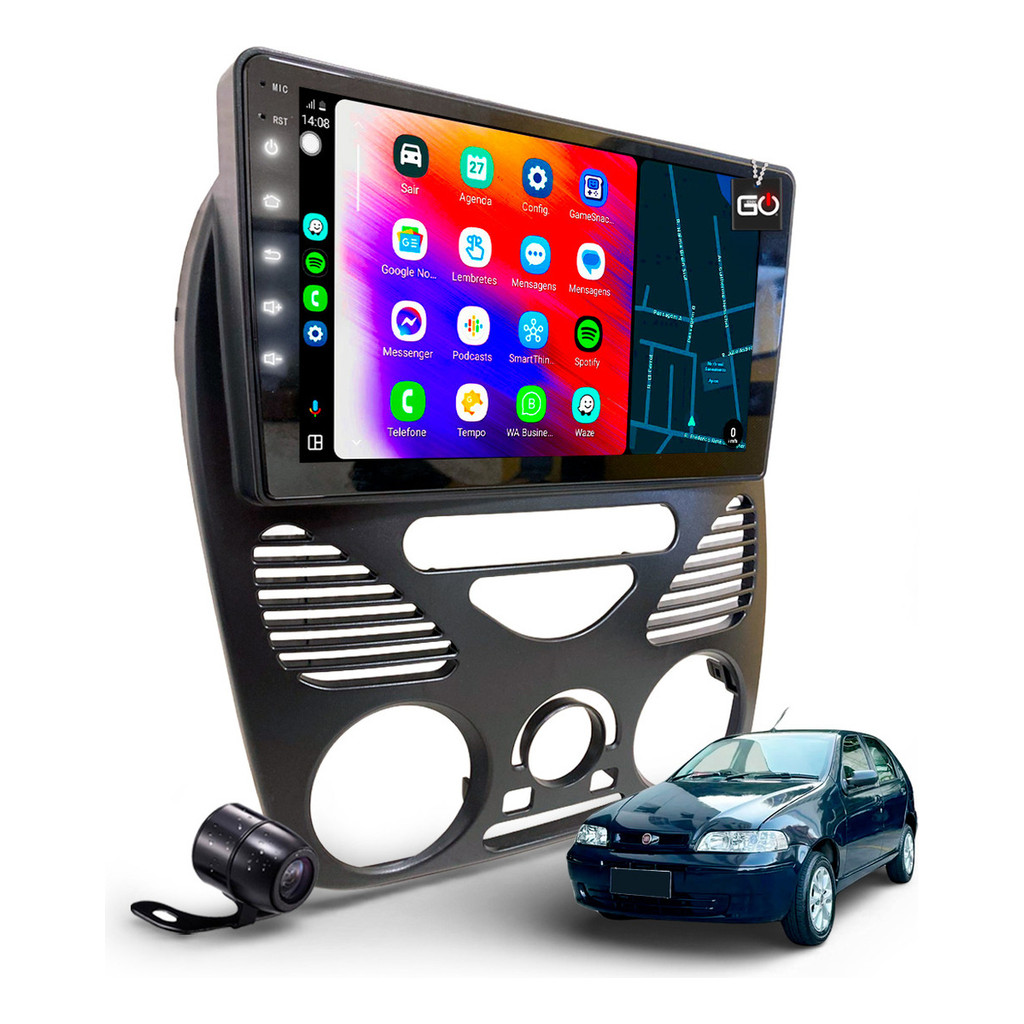 Multimídia Mp10 Completa Palio G2 2002-14 Waze Carplay 9pole
