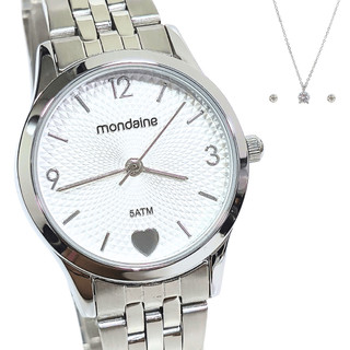 Relógio Mondaine Feminino Analógico Prateado Kit 32795L0MKNE2K1