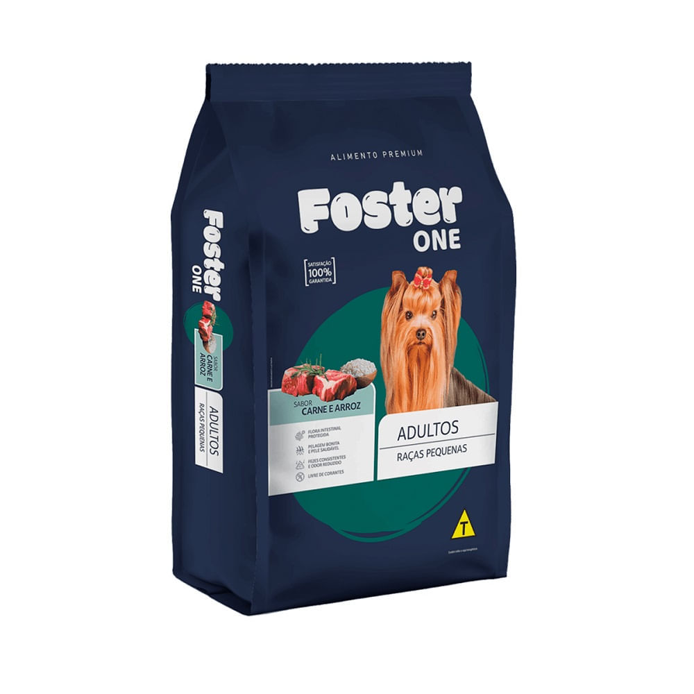 Ração Foster One Adultos Raças Pequenas Carne e Arroz 1kg em Oferta na Shopee