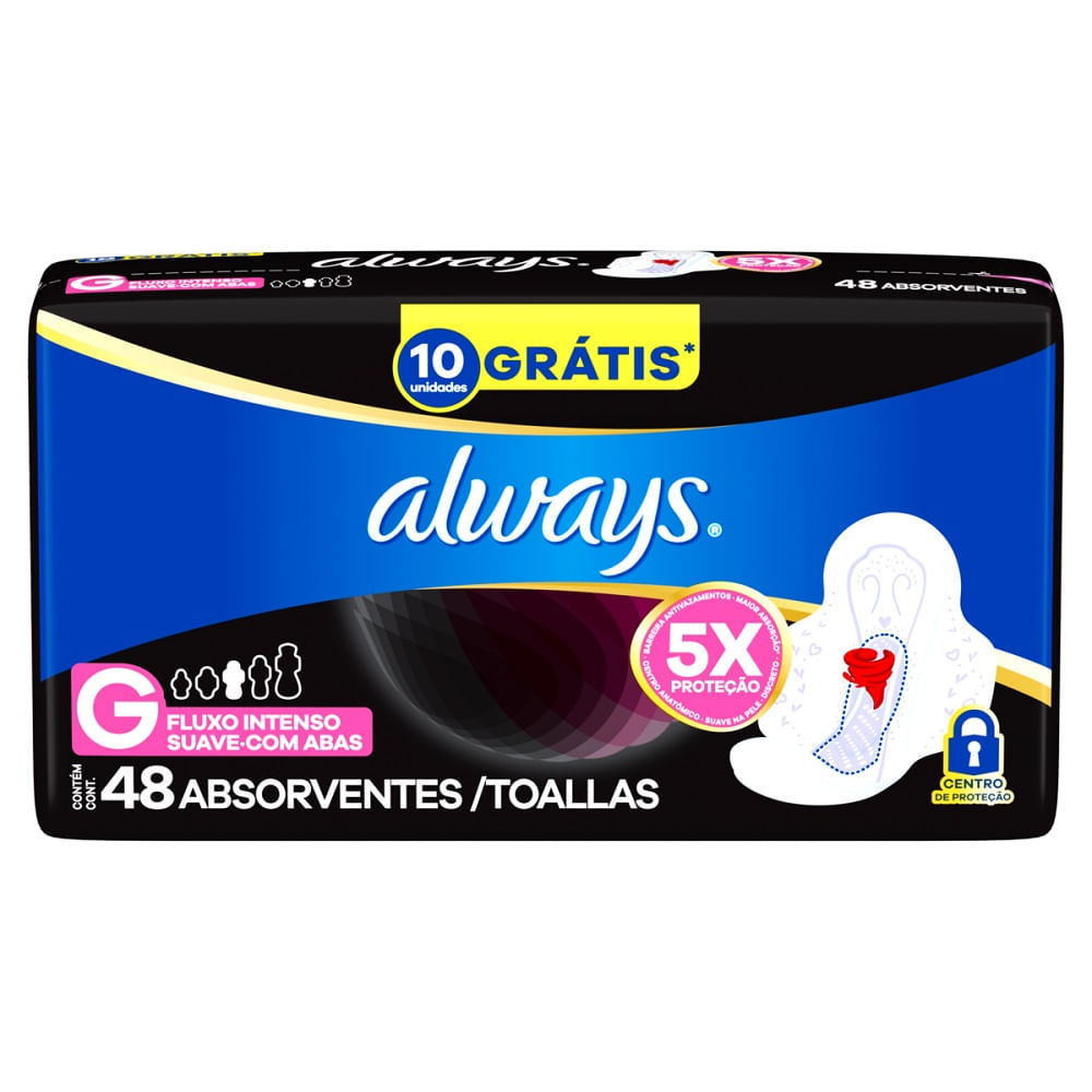 Absorvente Always Noturno Suave G com Abas 48 Unidades em Oferta na Shopee