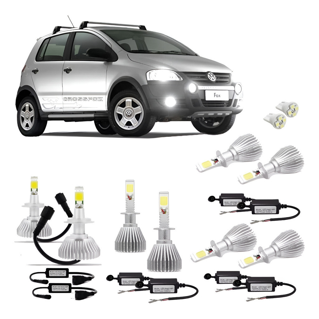 Lampada Leds Farol Alto Baixo Milha E Aux Cross Fox + Brinde em Oferta na Shopee