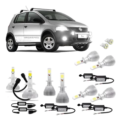 Lampada Leds Farol Alto Baixo Milha E Aux Cross Fox + Brinde