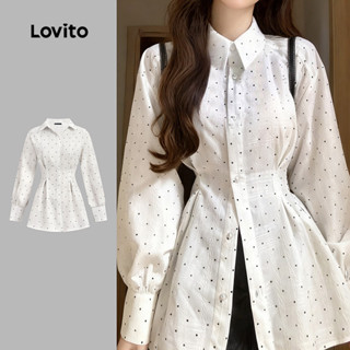 Lovito Blusa Casual Botão Outono/inverno Preta e Branca para Mulheres LK2AD170 em Oferta na Shopee
