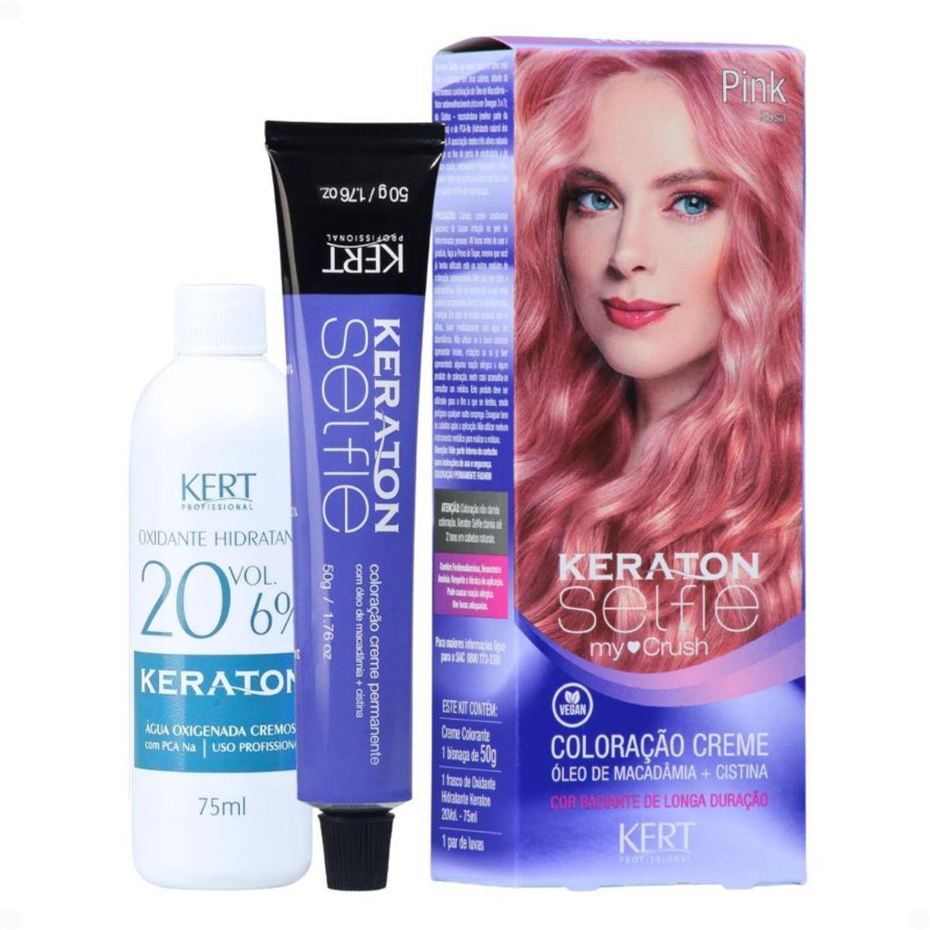 Coloração Creme Kert Keraton Selfie My Crush Pink em Oferta na Shopee