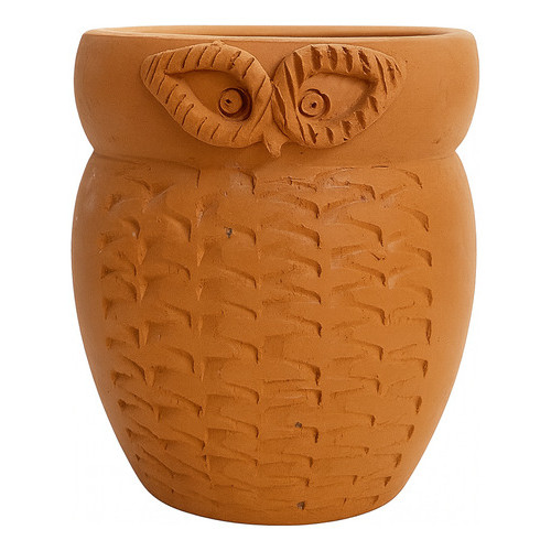 Vaso em formato de Coruja em Barro feito a mão