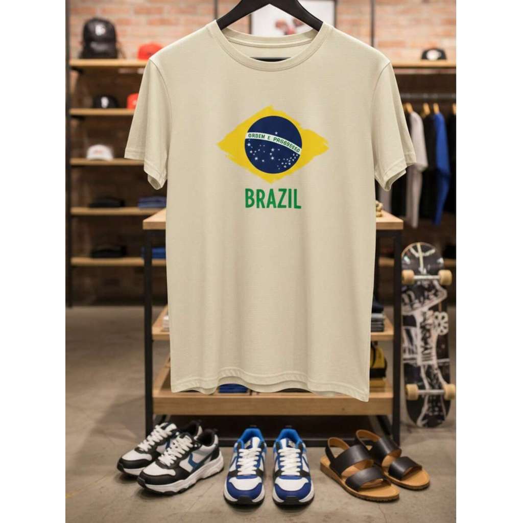 Camiseta Bandeira do Brasil T-Shirt Patriota Política Bandeira Nacional 100% Algodão