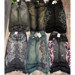 Y2K Punk Jeans Leisure Oversized Unissex High Street Moda Japonesa Retro Calças Largas Ha…