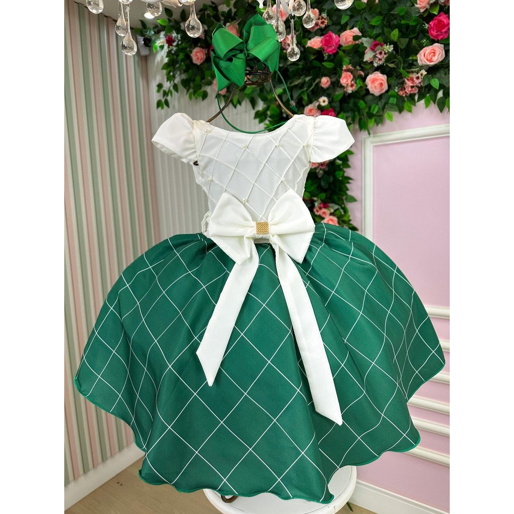 Vestido Infantil Natalino Noel Vermelho Com Laço Costas Rodado Festa Natal Menina