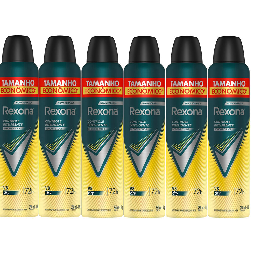 Kit Desodorante Aerosol Rexona V8 Amarelo 250ml - 6 Unidades em Oferta na Shopee