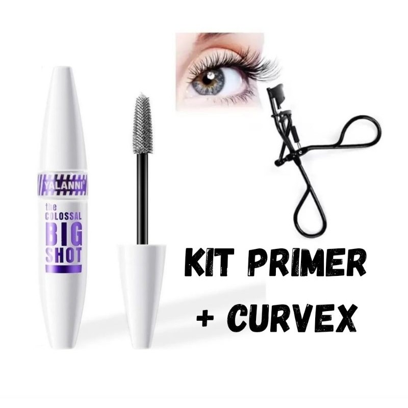 Kit Pre Make Máscara Primer de Cílios Rímel + Curvex Curvador Modelador de Cílios