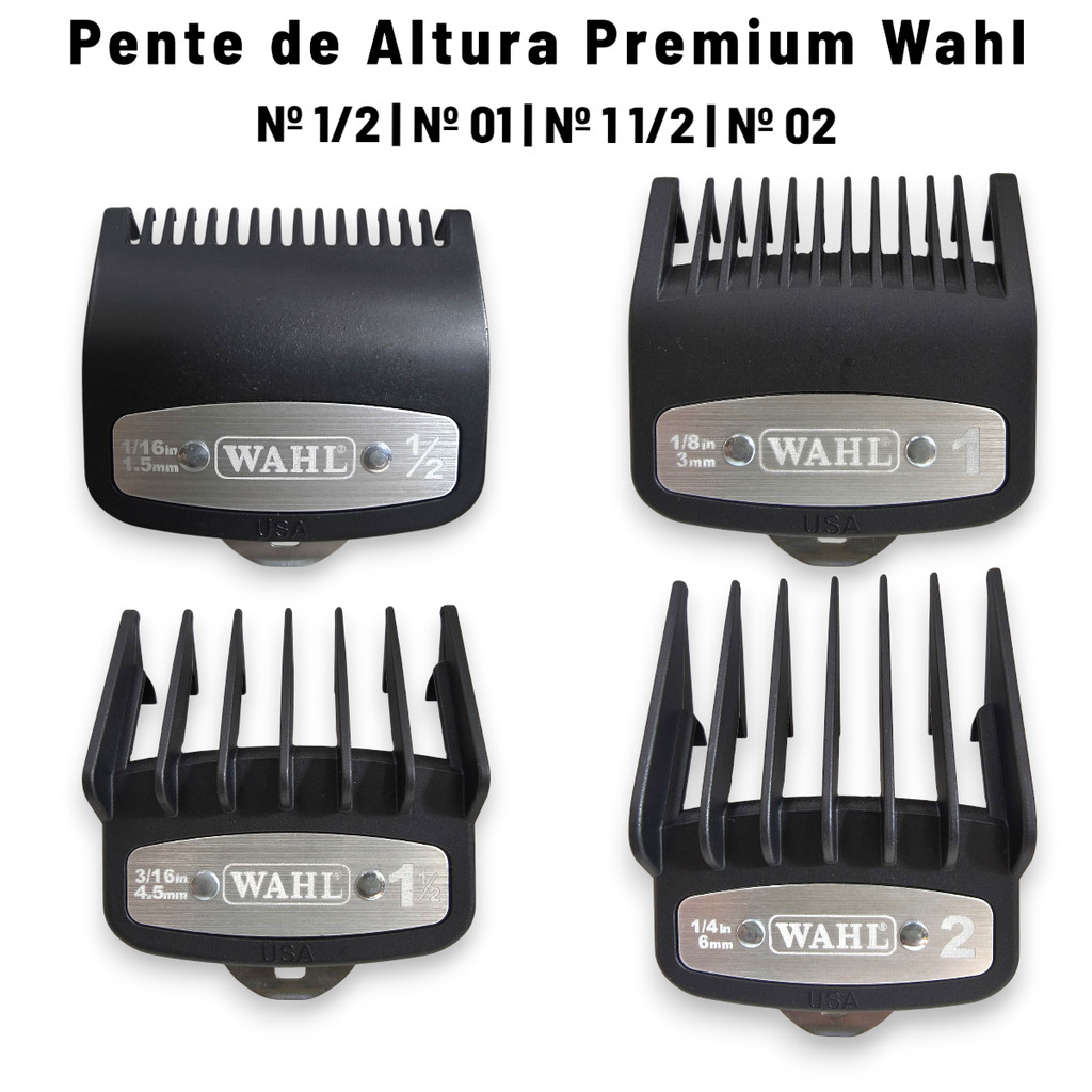 Pente de Altura Disfarce Premium Wahl Nº1/2 / Nº01 / Nº11/2 / Nº02 / Kit 4 Pentes