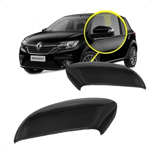 Capa Retrovisor Sandero Logan 2014 A 2024 C/furo Pisca Preta em Oferta na Shopee