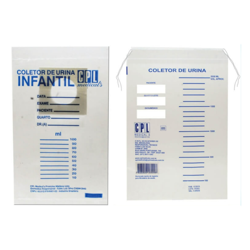 Coletor de Urina Infantil Unissex (Kit 20Unid) - CPL MEDICAL