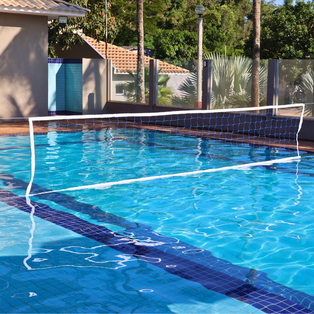 Rede de Biribol para Piscina 4,5m Vôlei Aquático com 4 Faixa Reforçada Alta Durabilidade
