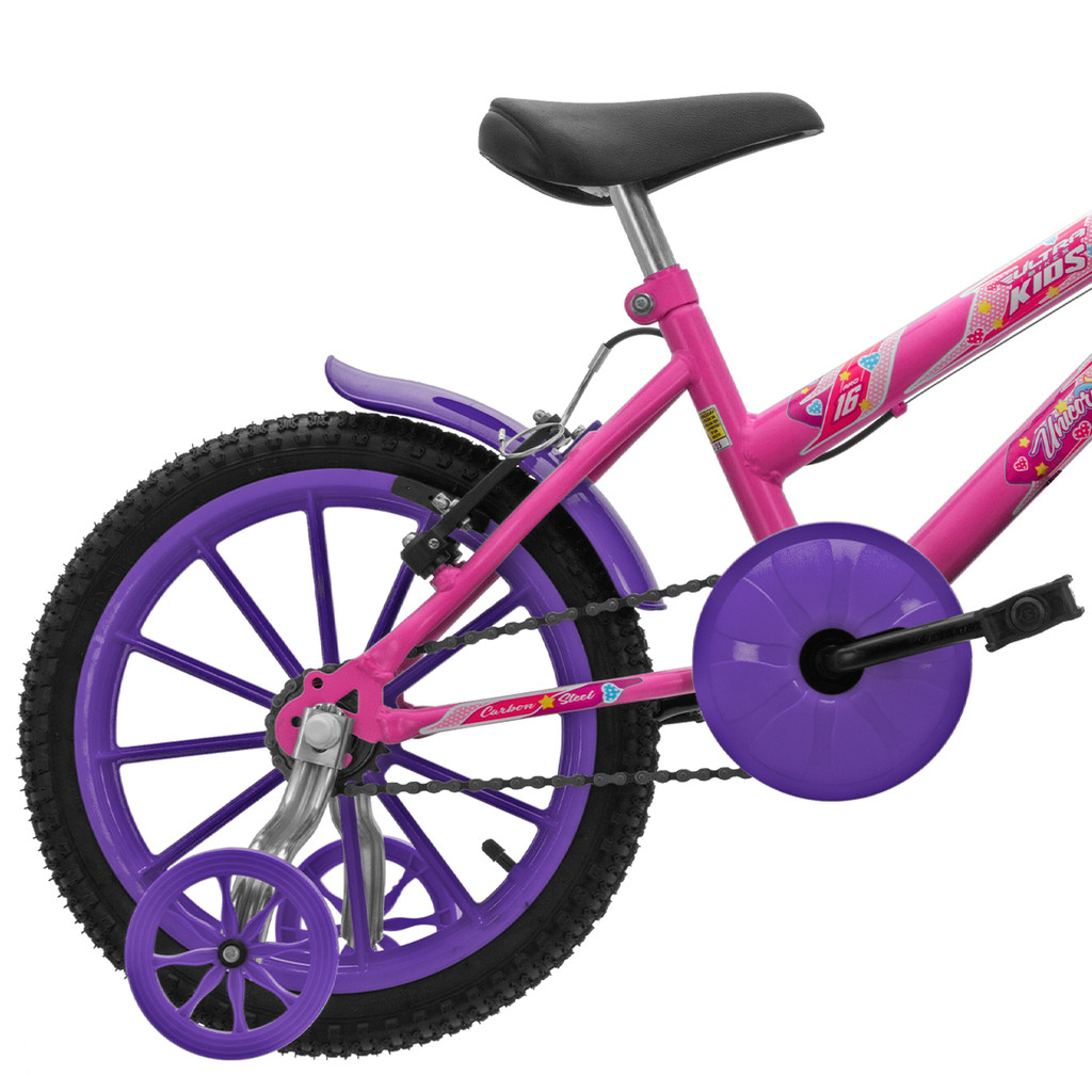 Bicicleta Infantil Crianças Aro 16 Ultra Bikes Kids Feminina Com Rodinhas Laterais Buzina e Cesto — imagem 2 de 2